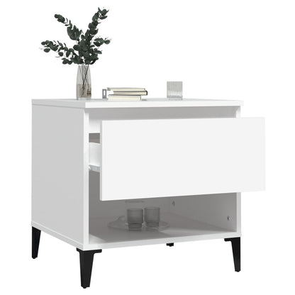 White Engineered Wood Side Table - 50x46x50 cm