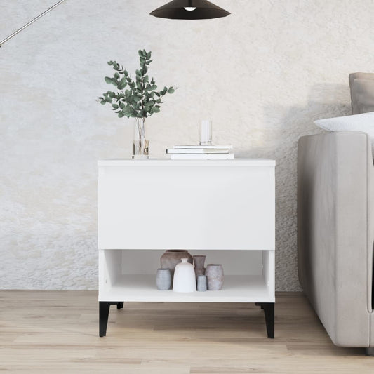 White Engineered Wood Side Table - 50x46x50 cm