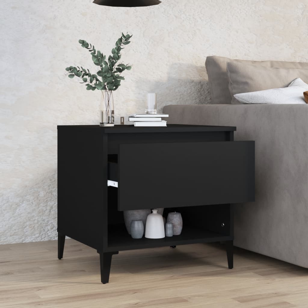 Black Engineered Wood Side Table - 50x46x50 cm