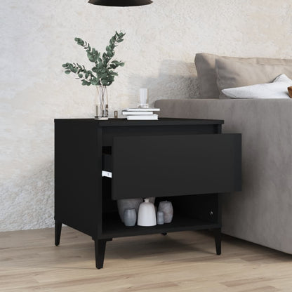 Black Engineered Wood Side Table - 50x46x50 cm