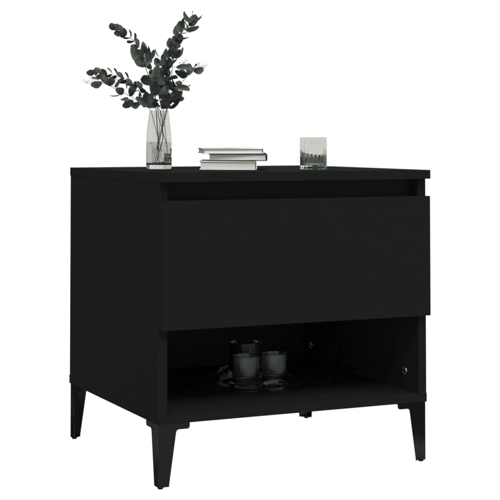 Black Engineered Wood Side Table - 50x46x50 cm
