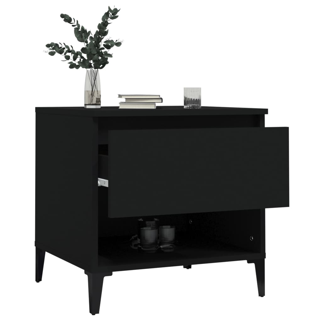 Black Engineered Wood Side Table - 50x46x50 cm