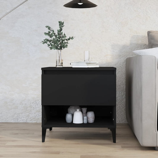 Black Engineered Wood Side Table - 50x46x50 cm