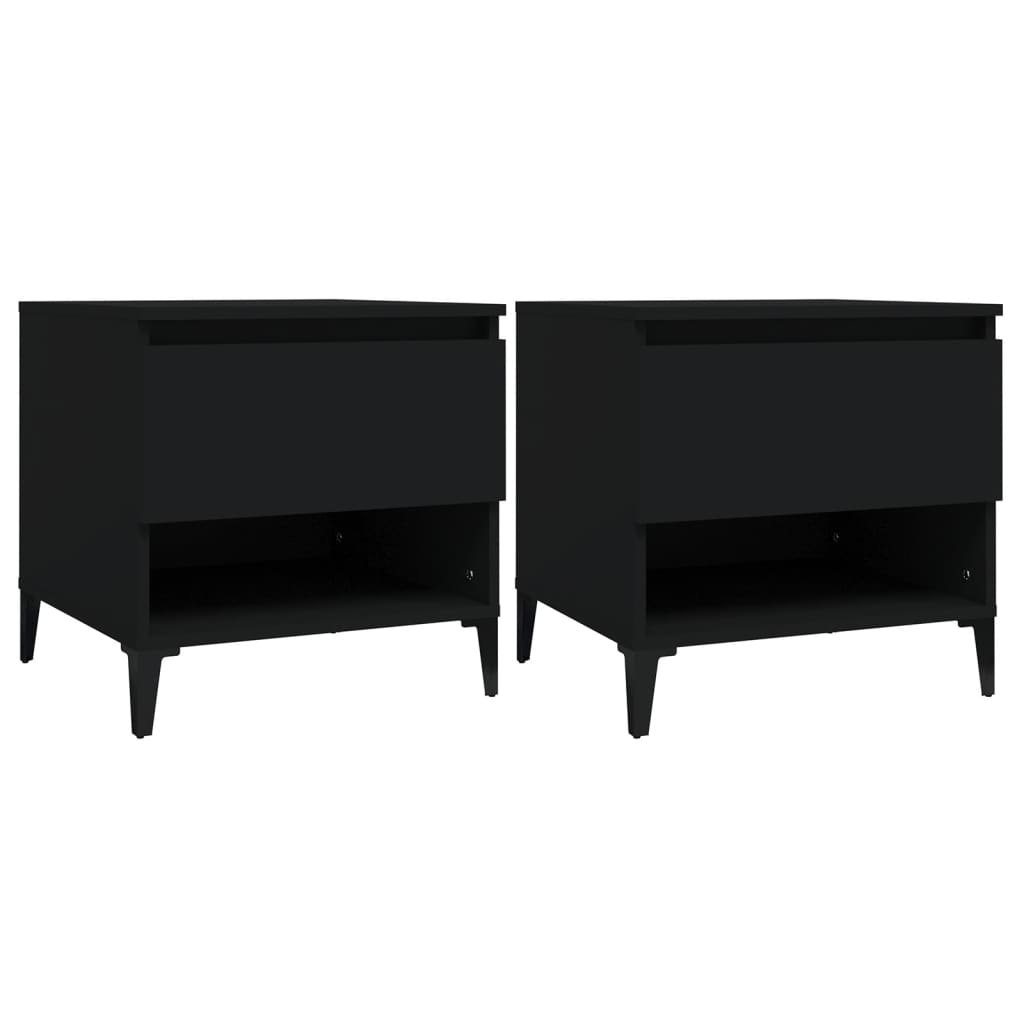 2-Piece Black Engineered Wood Side Tables Set 50x46x50 cm