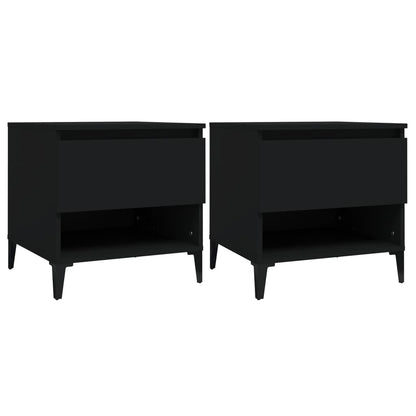 2-Piece Black Engineered Wood Side Tables Set 50x46x50 cm