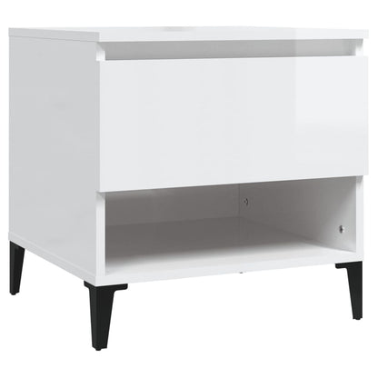High Gloss White Side Table - Engineered Wood, 50x46x50 cm