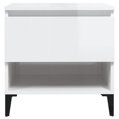 High Gloss White Side Table - Engineered Wood, 50x46x50 cm