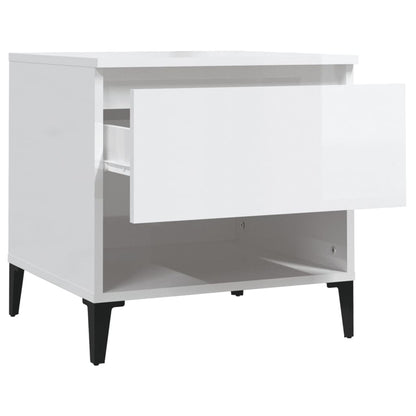 High Gloss White Side Table - Engineered Wood, 50x46x50 cm