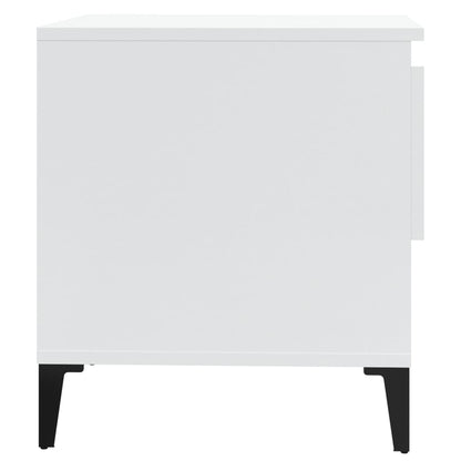 High Gloss White Side Table - Engineered Wood, 50x46x50 cm