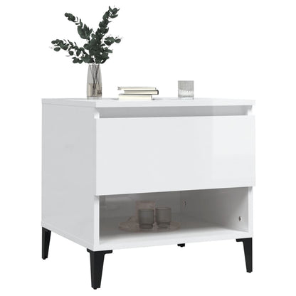 Set of 2 High Gloss White Side Tables, 50x46x50 cm Engineered Wood