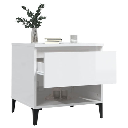 Set of 2 High Gloss White Side Tables, 50x46x50 cm Engineered Wood