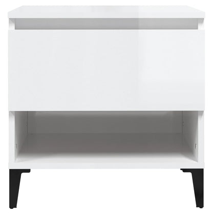Set of 2 High Gloss White Side Tables, 50x46x50 cm Engineered Wood