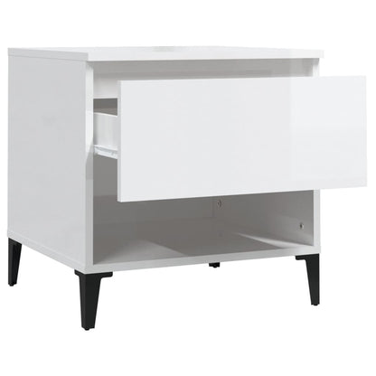 Set of 2 High Gloss White Side Tables, 50x46x50 cm Engineered Wood