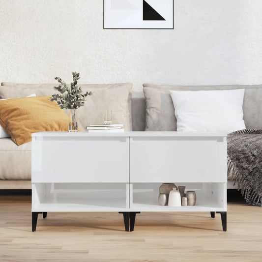 Set of 2 High Gloss White Side Tables, 50x46x50 cm Engineered Wood