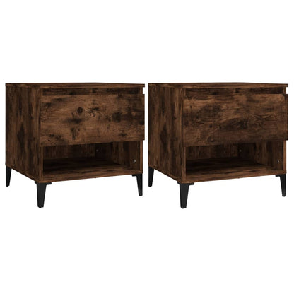 Set of 2 Smoked Oak Side Tables - 50x46x50 cm Engineered Wood