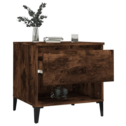 Set of 2 Smoked Oak Side Tables - 50x46x50 cm Engineered Wood