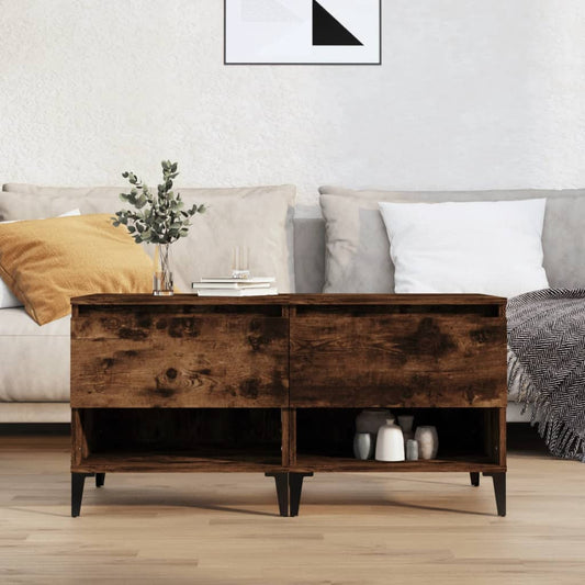 Set of 2 Smoked Oak Side Tables - 50x46x50 cm Engineered Wood