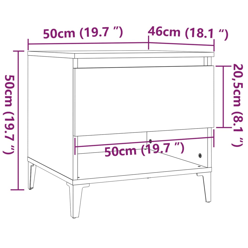 Grey Sonoma Side Table - 50x46x50 cm, Engineered Wood