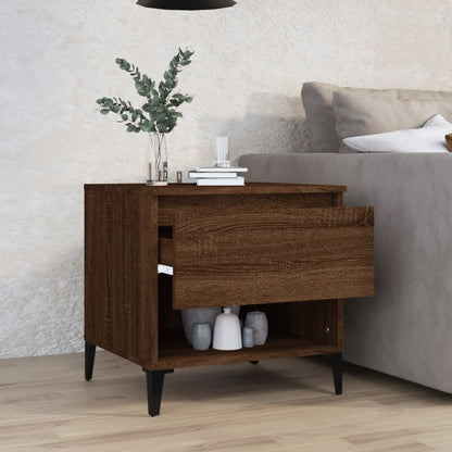 Brown Oak Side Table - Engineered Wood, 50x46x50 cm