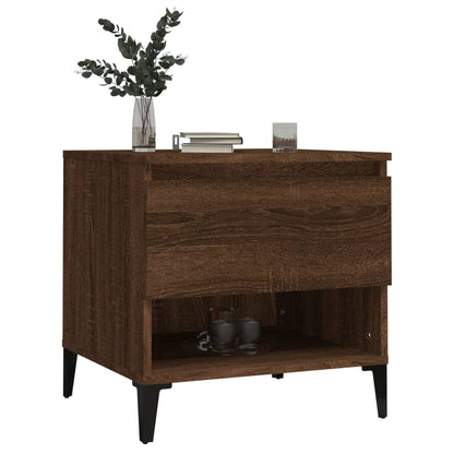 Brown Oak Side Table - Engineered Wood, 50x46x50 cm