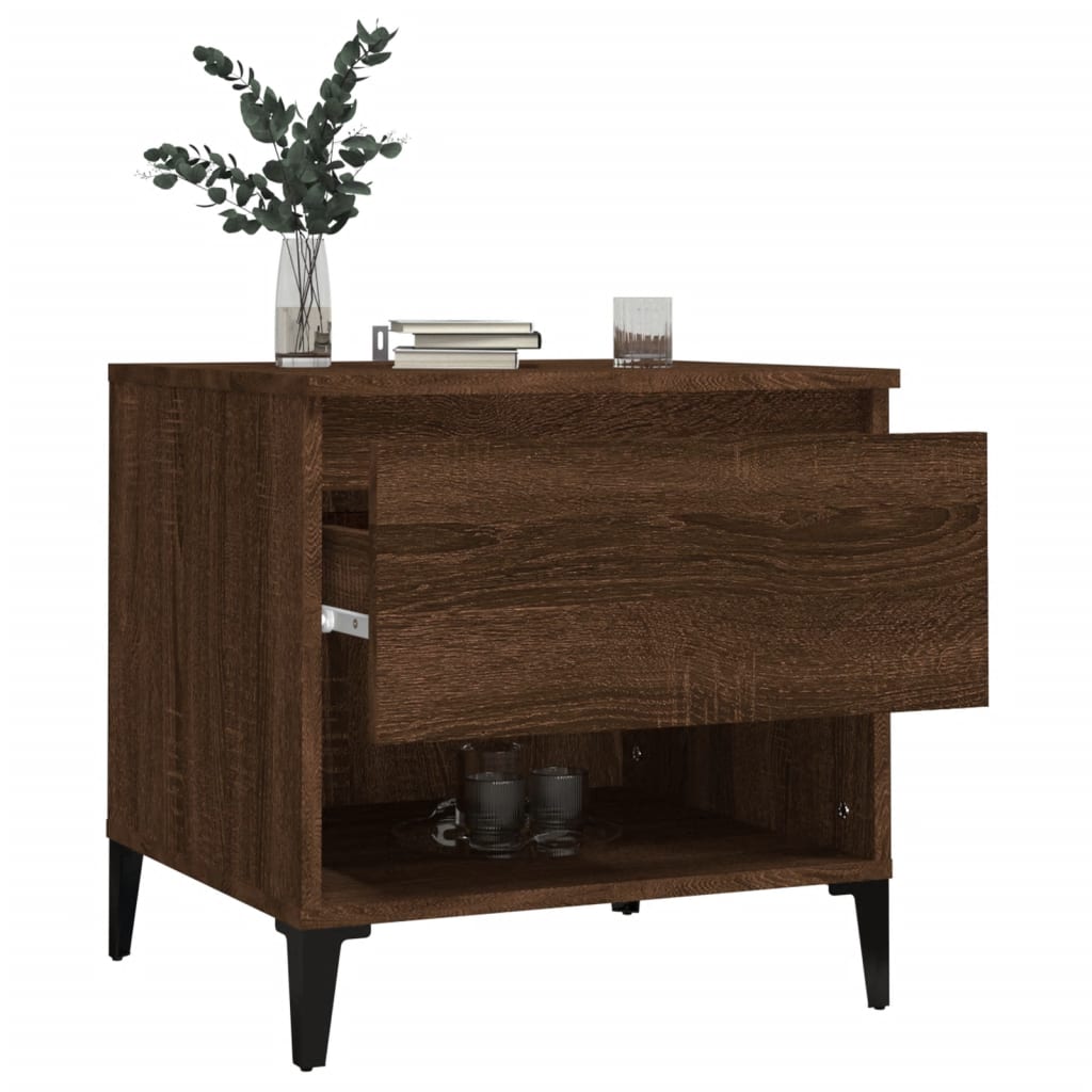 Brown Oak Side Table - Engineered Wood, 50x46x50 cm