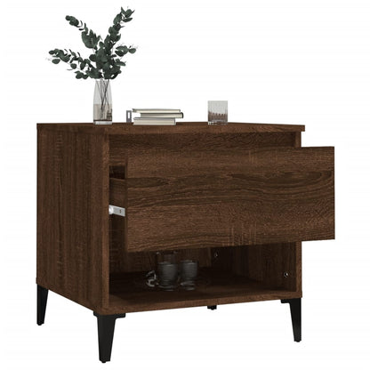 Brown Oak Side Table - Engineered Wood, 50x46x50 cm