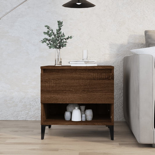 Brown Oak Side Table - Engineered Wood, 50x46x50 cm