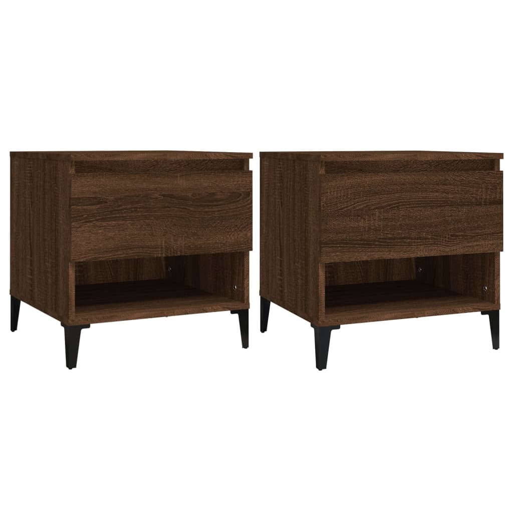 2-Piece Oak Brown Side Tables - Engineered Wood, 50x46x50 cm