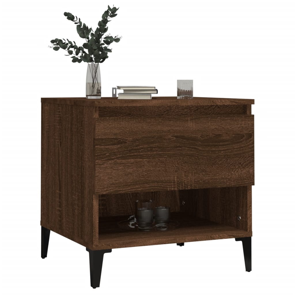 2-Piece Oak Brown Side Tables - Engineered Wood, 50x46x50 cm