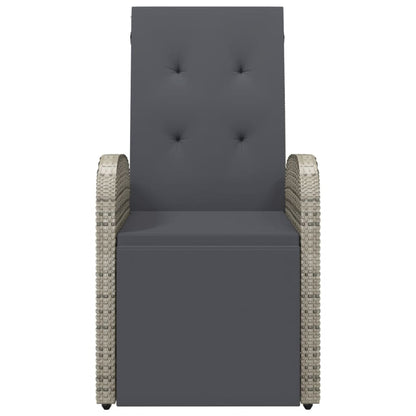 Grey Poly Rattan Reclining Garden Chair with Cushions