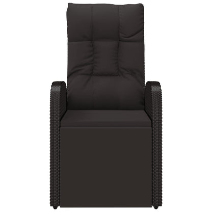 Black Poly Rattan Reclining Garden Chair with Cushions