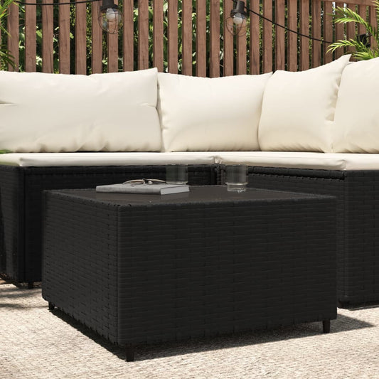 Square Garden Coffee Table Black 50x50x30 cm Poly Rattan