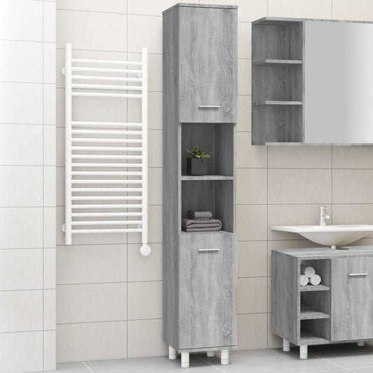Grey Sonoma Engineered Wood Bathroom Cabinet 30x30x179 cm