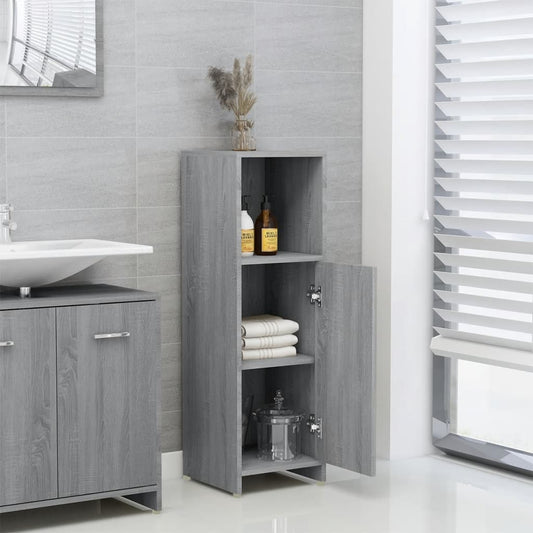 Sonoma Grey Bathroom Cabinet - 30x30x95 cm Engineered Wood