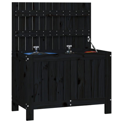 Black Solid Pine Garden Storage Box 76x42.5x54 cm
