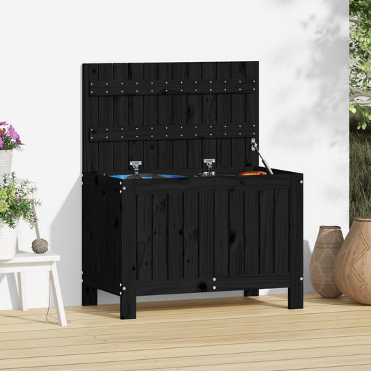 Black Solid Pine Garden Storage Box 76x42.5x54 cm
