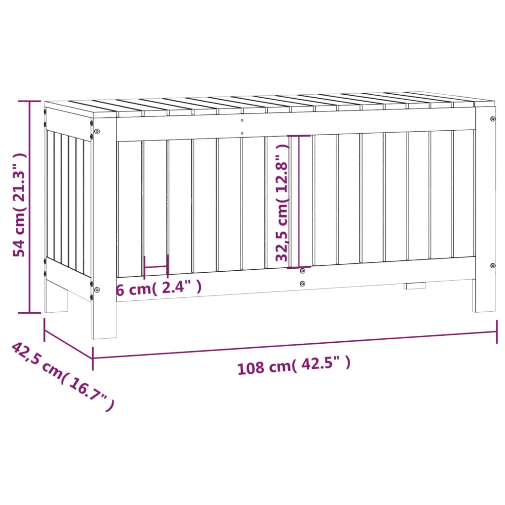 White Pine Garden Storage Box 108x42.5x54 cm - Solid Wood