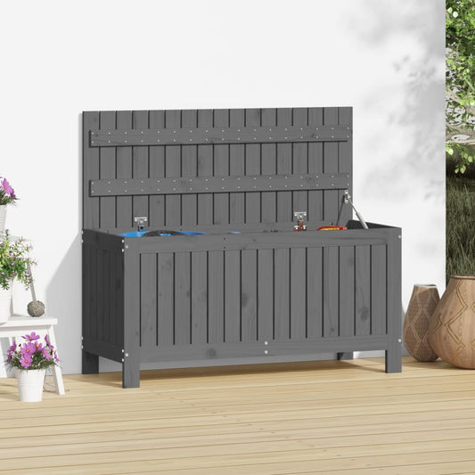 Grey Solid Wood Pine Garden Storage Box 108x42.5x54 cm
