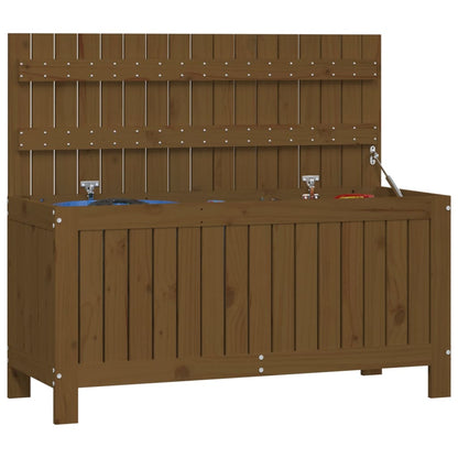 Solid Wood Pine Garden Storage Box, Honey Brown, 108x42.5x54 cm