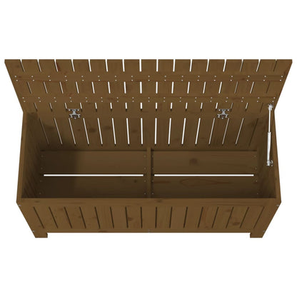 Solid Wood Pine Garden Storage Box, Honey Brown, 108x42.5x54 cm