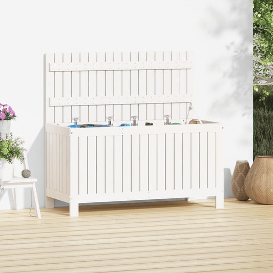 White Solid Wood Pine Garden Storage Box - 115x49x60 cm