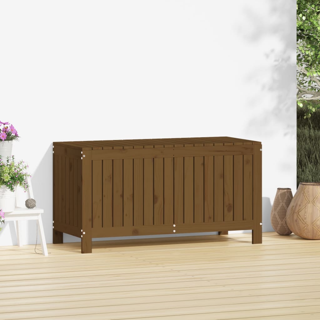 Solid Pine Garden Storage Box - Honey Brown, 115x49x60 cm