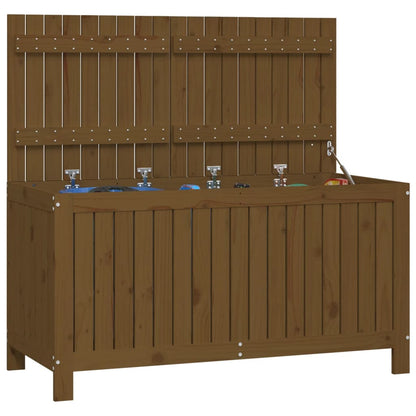 Solid Pine Garden Storage Box, Honey Brown, 121x55x64 cm