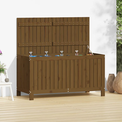 Solid Pine Garden Storage Box, Honey Brown, 121x55x64 cm