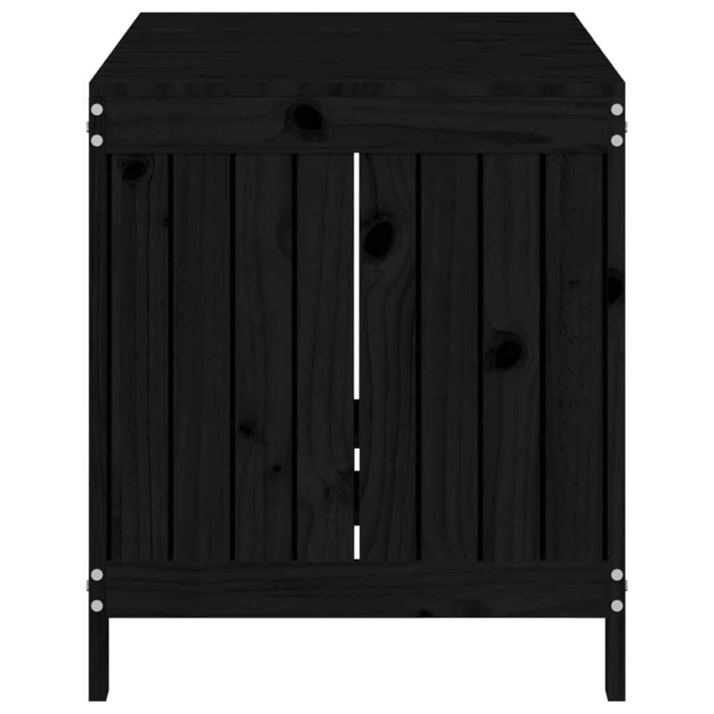 Solid Pine Garden Storage Box, Black - 121x55x64 cm