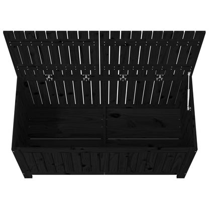 Solid Pine Garden Storage Box, Black - 121x55x64 cm