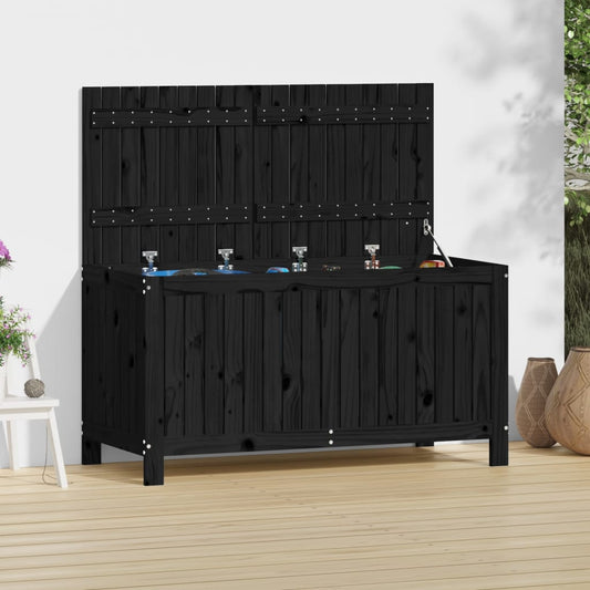 Solid Pine Garden Storage Box, Black - 121x55x64 cm