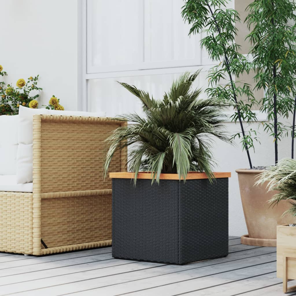 Black Poly Rattan Planter - Durable & Stylish Outdoor Decor