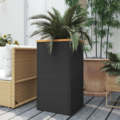 Black Poly Rattan Planter - Durable & Stylish Outdoor Decor