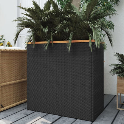 Black Poly Rattan Planter - Durable & Stylish Outdoor Decor